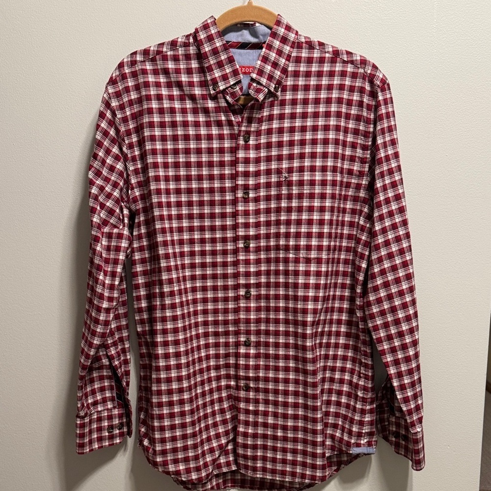 Izod Red and White Plaid Men's Shirt